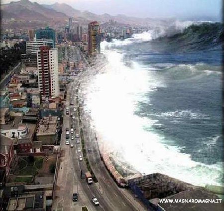 foto onda sul grattacielo