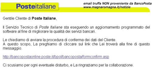 Email phishing bancoposta