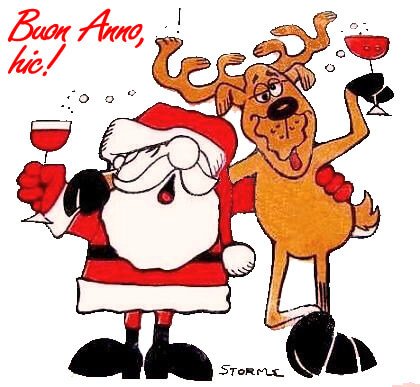 un brindisi con santa klaus e la renna