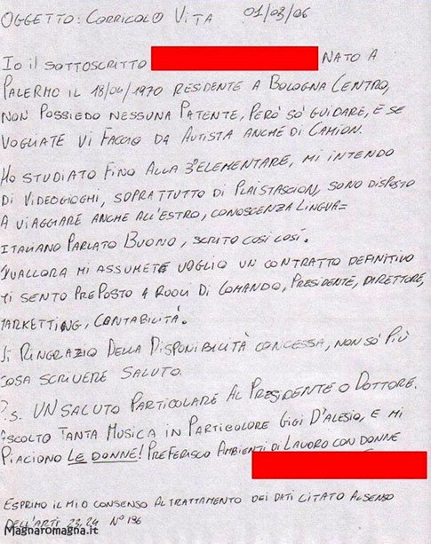 CV come non trovare lavoro