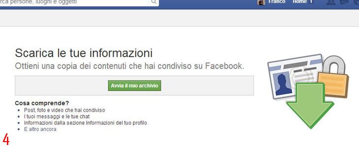 4) download archivio facebook