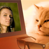 fotomontaggio portafoto con gatto